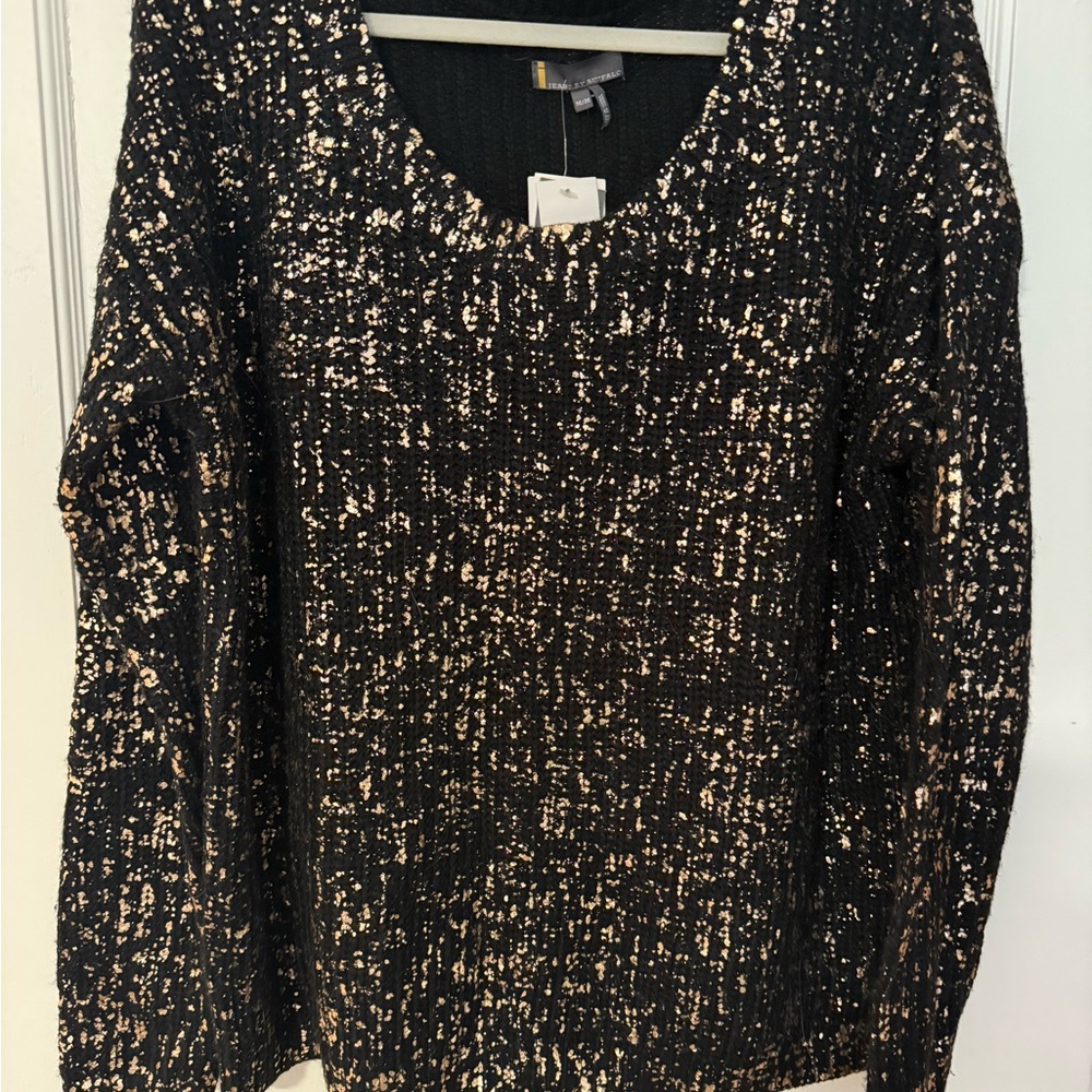 NWT Metallic Rose Gold and Black Knit Sweater